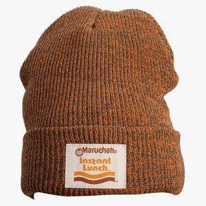 Maruchan Beanie Hat Brown Knit Logo Patch OSFA Ramen Instant Lunch Gift NEW